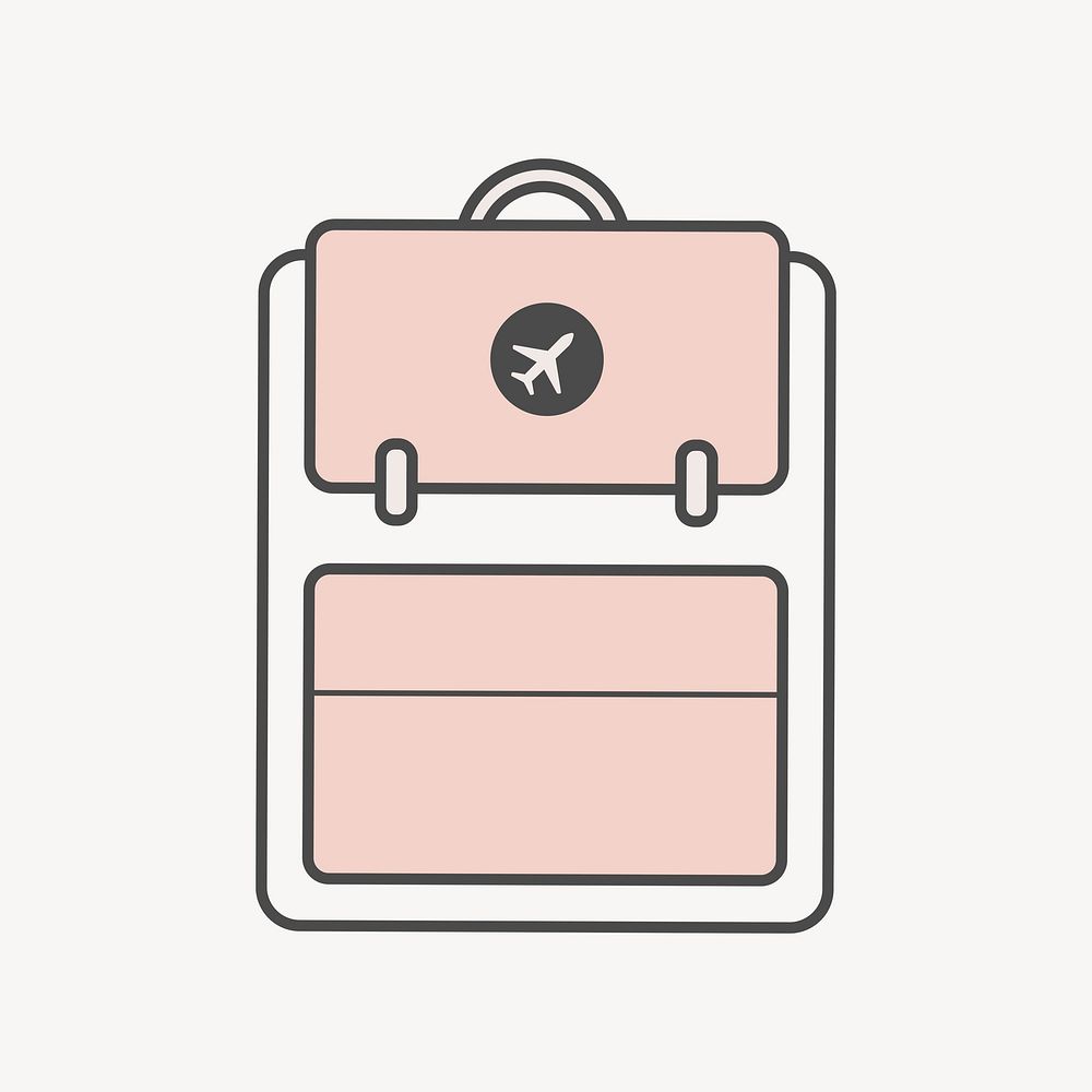 Pink travel backpack icon illustration, isolated design