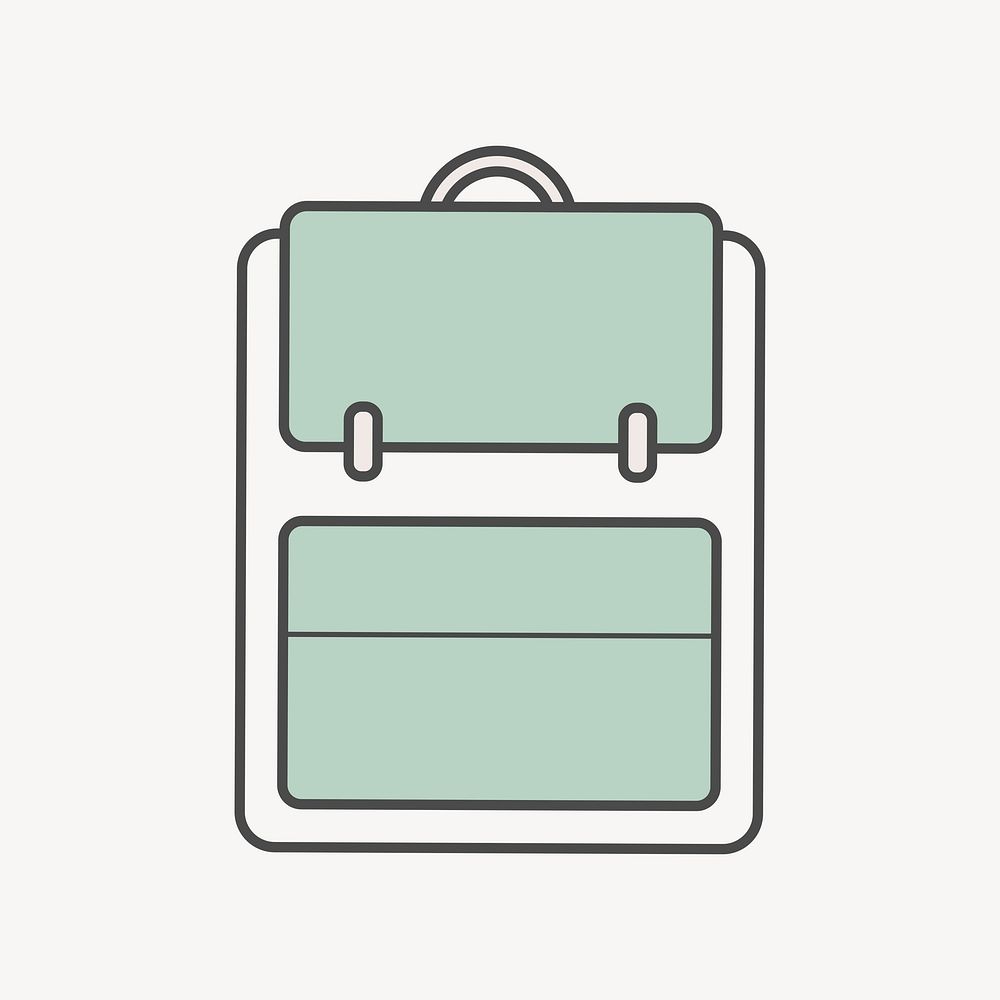 Mint green backpack icon illustration, isolated design