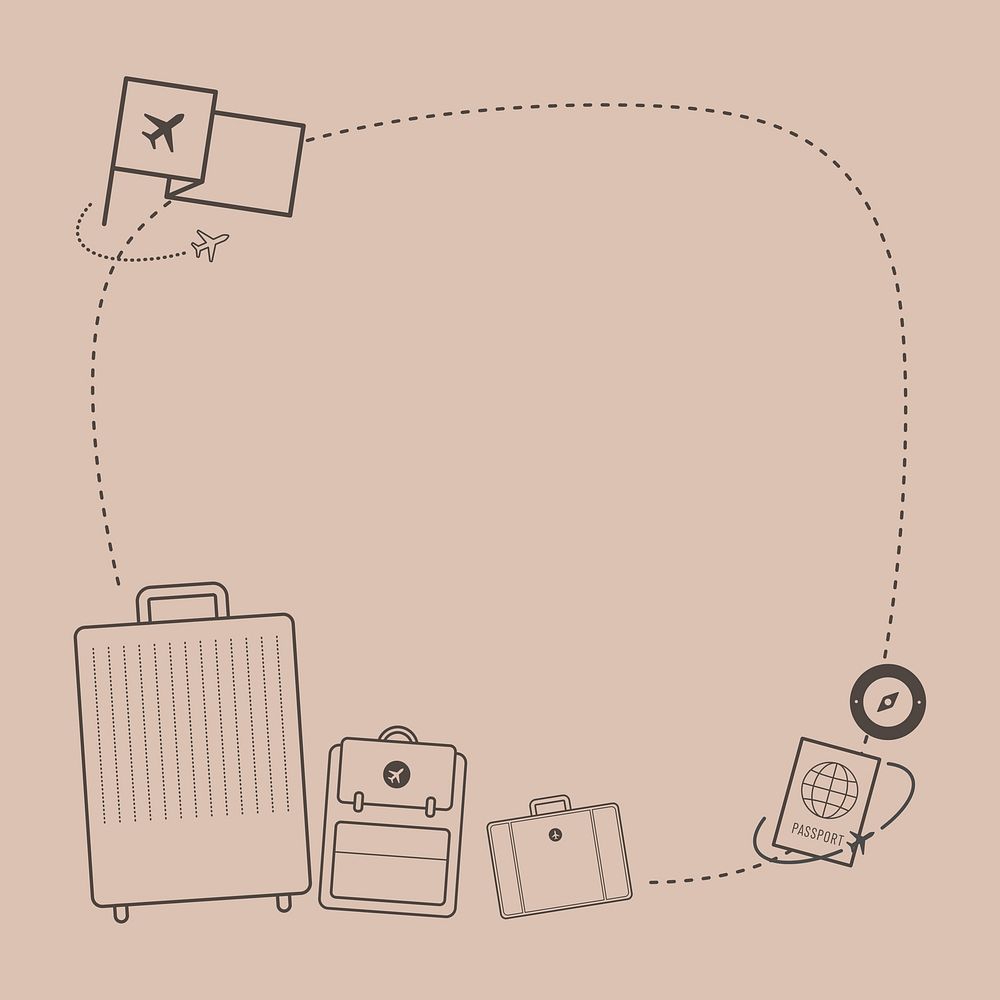 Brown travel outline illustration background
