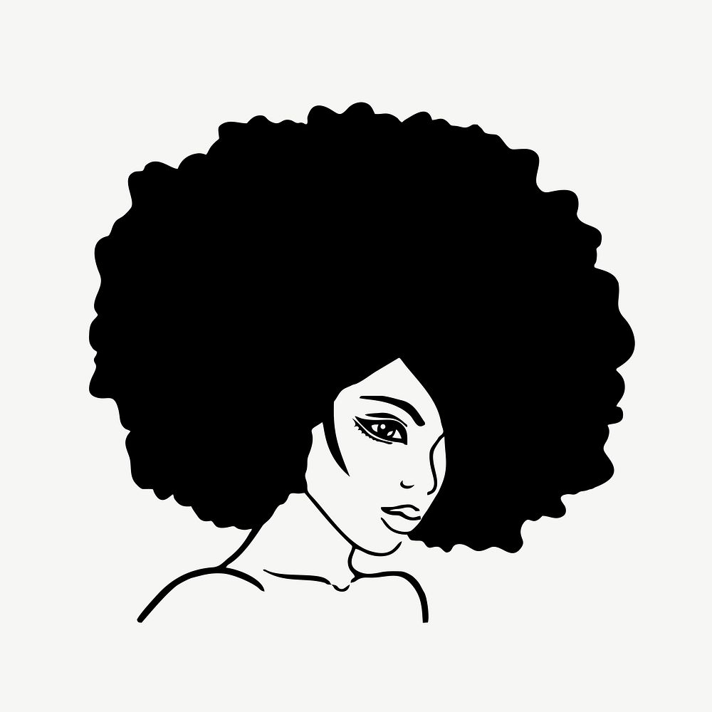 Afro woman clipart illustration psd. Free public domain CC0 image.