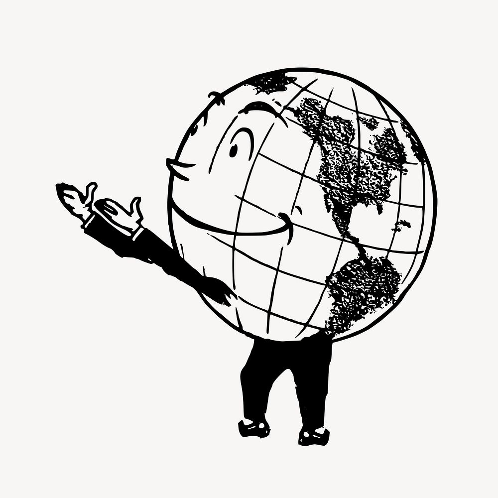 Globe-headed businessman clipart. Free public domain CC0 image.