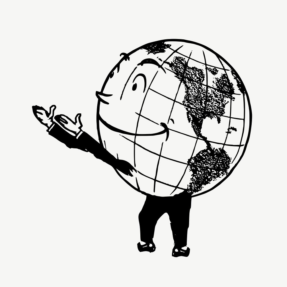 Globe-headed businessman clipart illustration psd. Free public domain CC0 image.