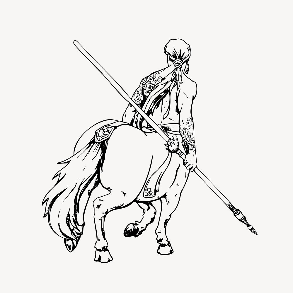 Centaur mythical creature clipart. Free public domain CC0 image.