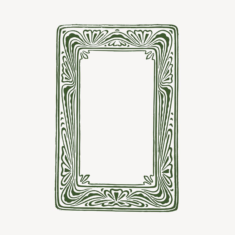 Green vintage frame illustration vector. Free public domain CC0 image.