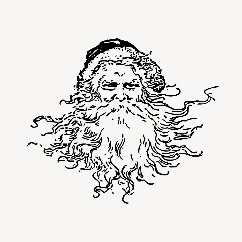 Santa Claus vintage illustration vector. Free public domain CC0 image.