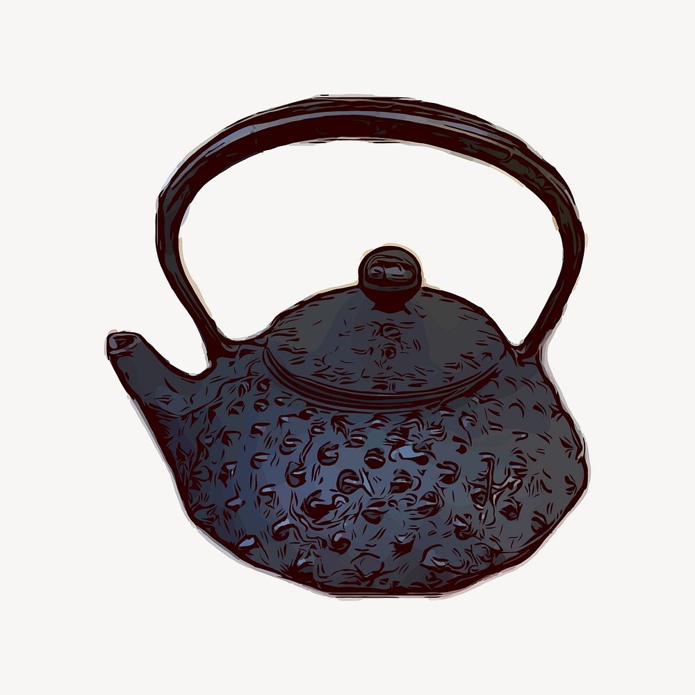 Tea kettle vintage illustration vector. Free public domain CC0 image.