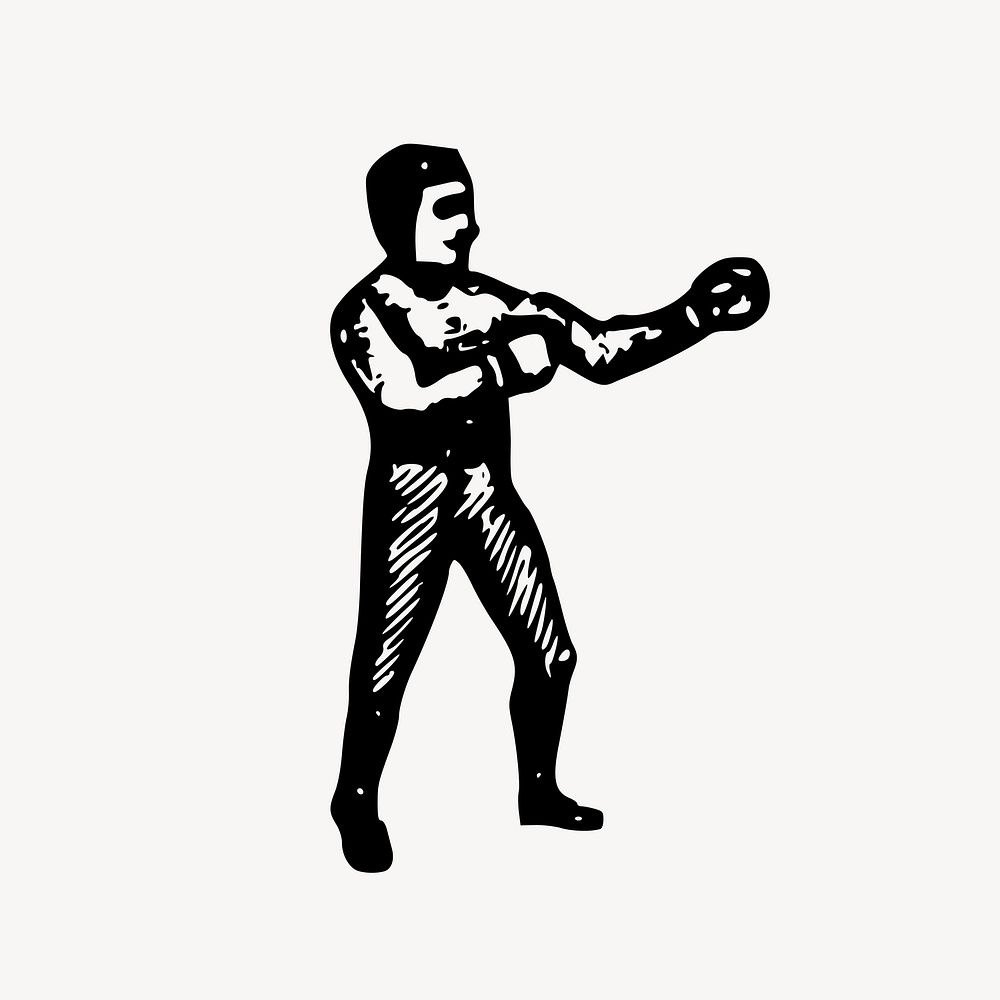 Boxer woodcut vintage illustration vector. Free public domain CC0 image.