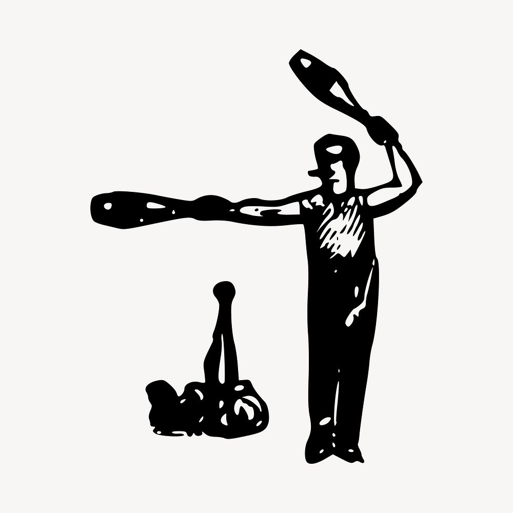 Bowler woodcut sport vintage illustration vector. Free public domain CC0 image.