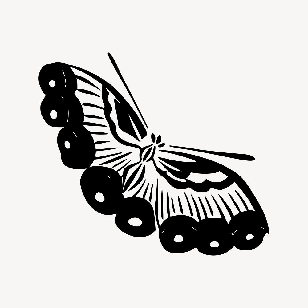 Butterfly insect vintage illustration vector. Free public domain CC0 image.