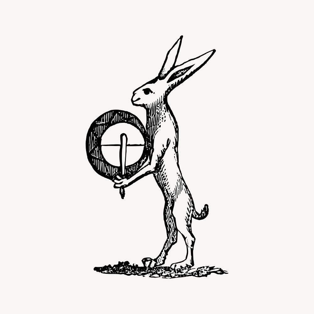 Hare and tabor vintage illustration vector. Free public domain CC0 image.