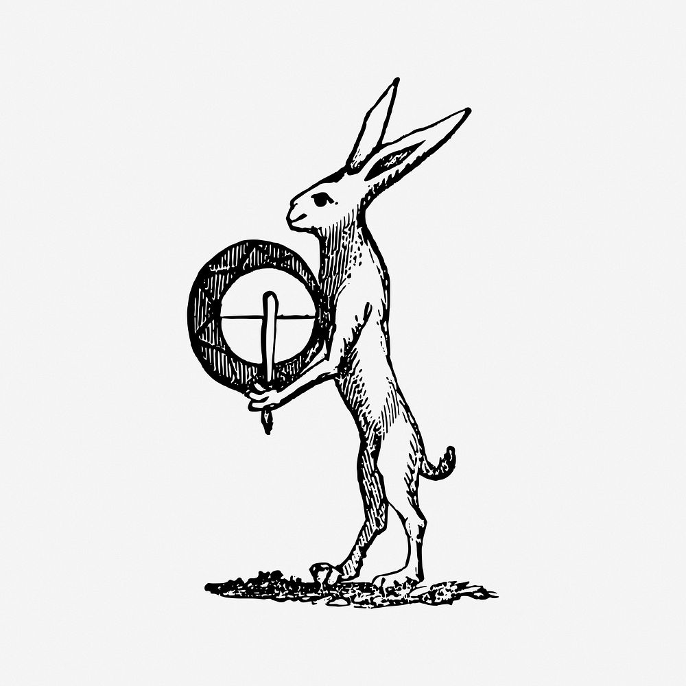 Hare and tabor vintage illustration. Free public domain CC0 image.