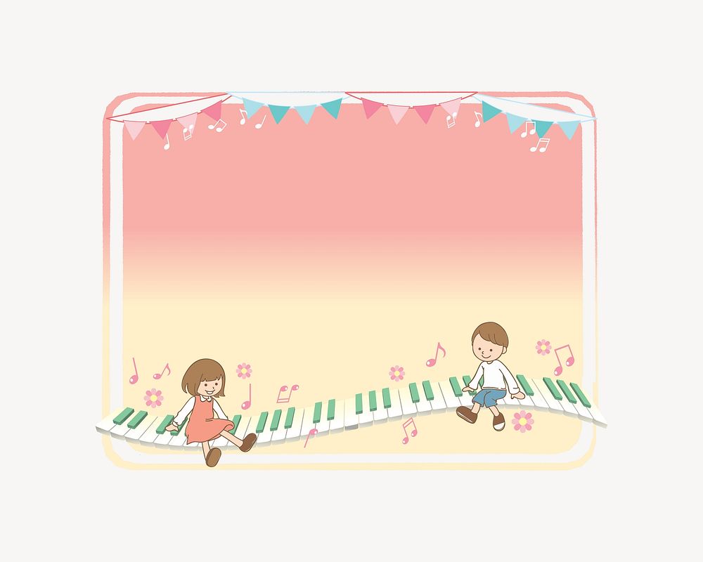 Children music frame   illustration. Free public domain CC0 image.