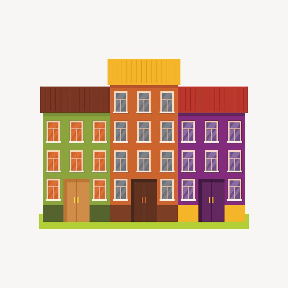 Terraced housing   illustration. Free public domain CC0 image.