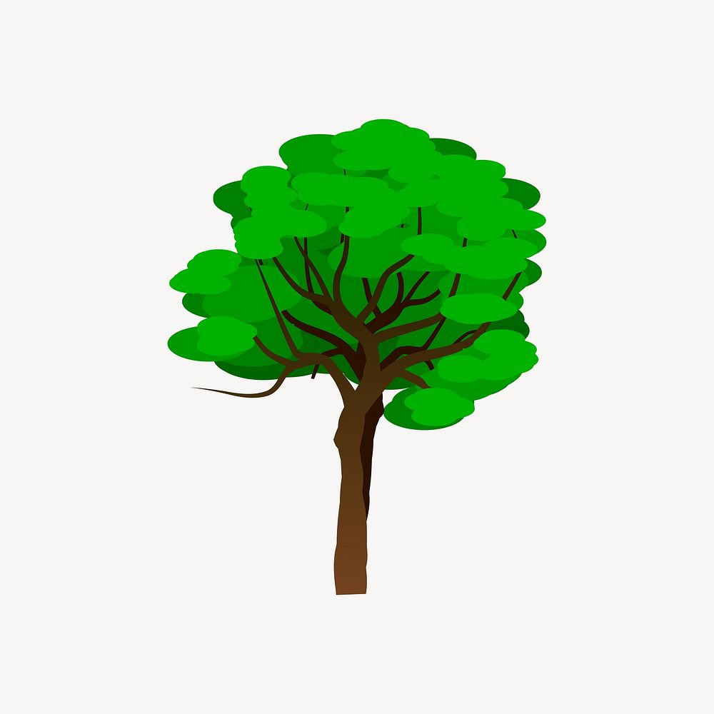 Green tree collage element vector. Free public domain CC0 image.