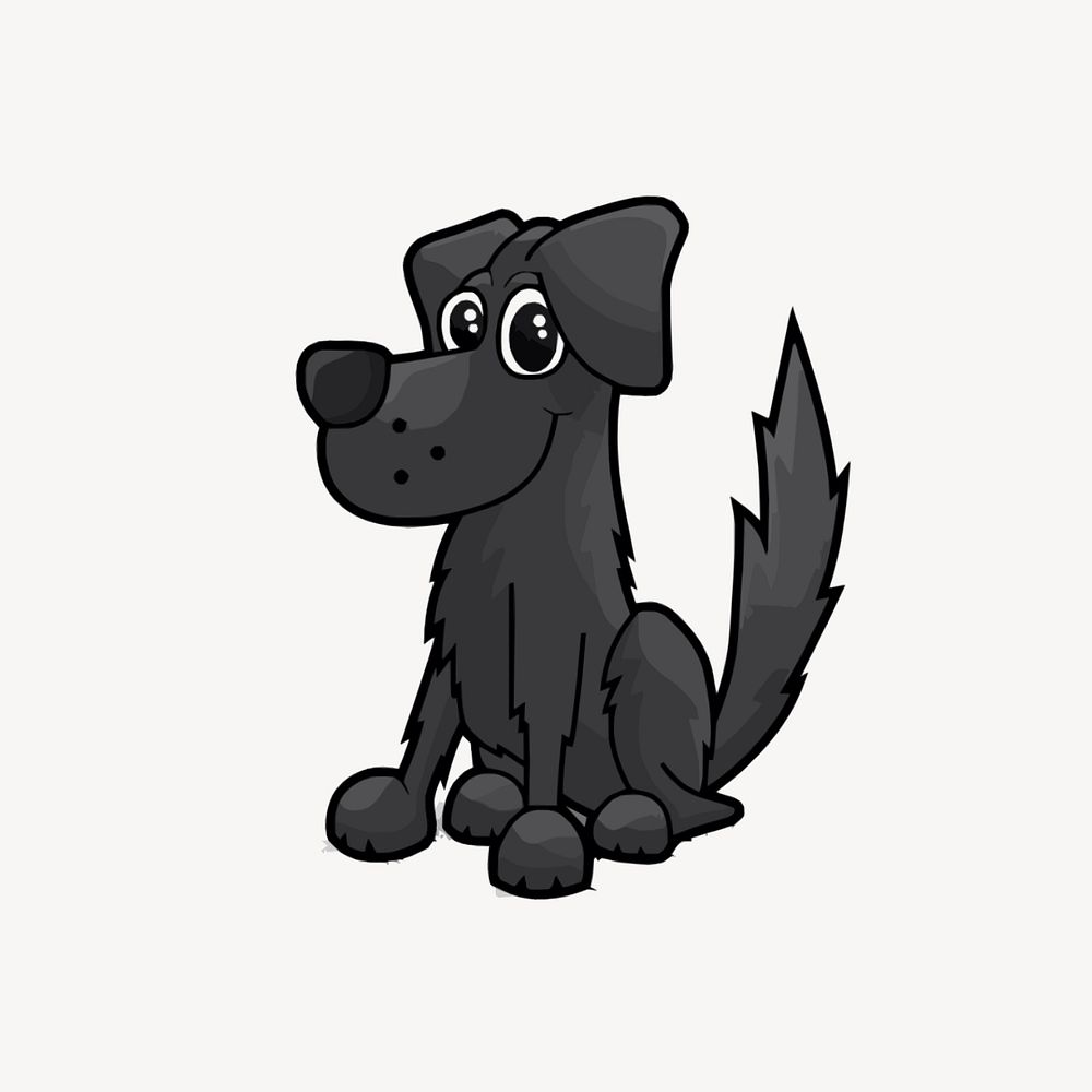 Grey dog cartoon illustration. Free public domain CC0 image.