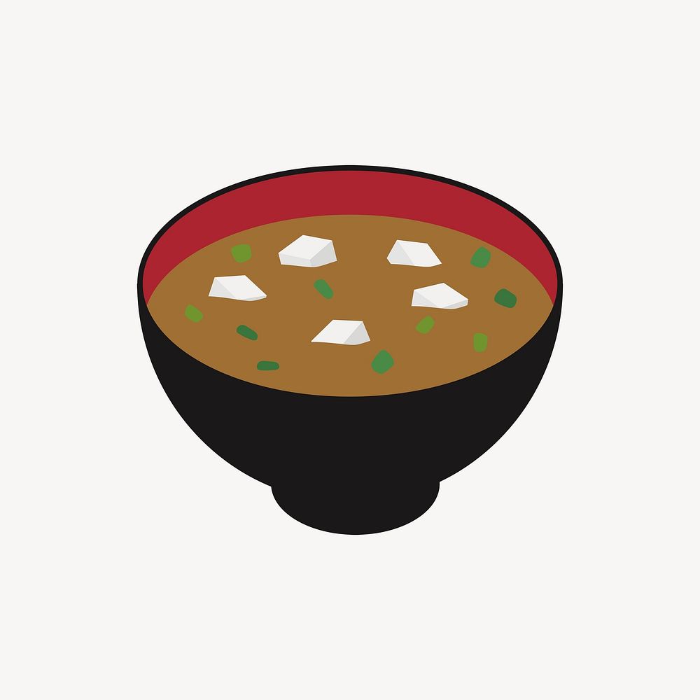 Japanese miso soup   illustration. Free public domain CC0 image.