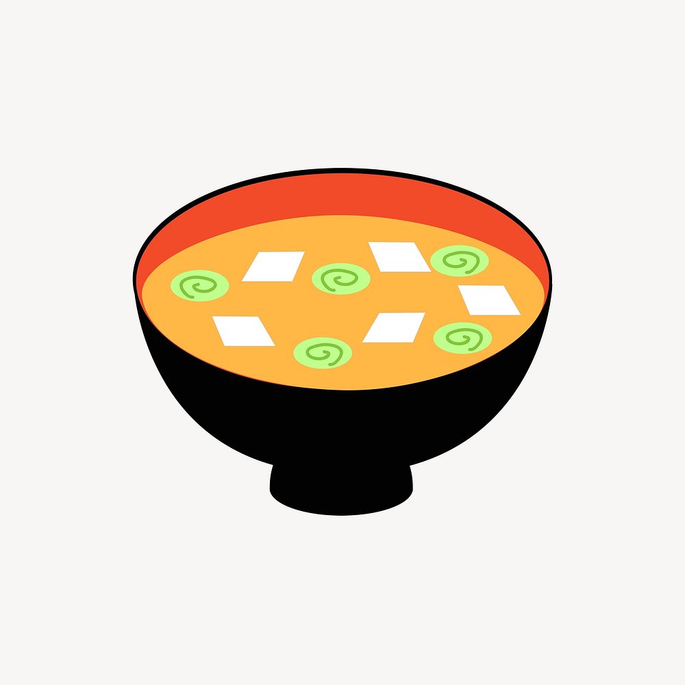 Japanese miso soup   illustration. Free public domain CC0 image.