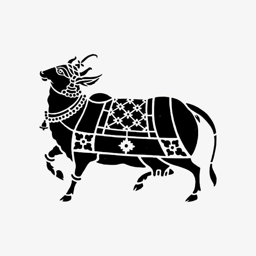 Holy Indian Hindu cow decoration design element psd. Free public domain CC0 image.