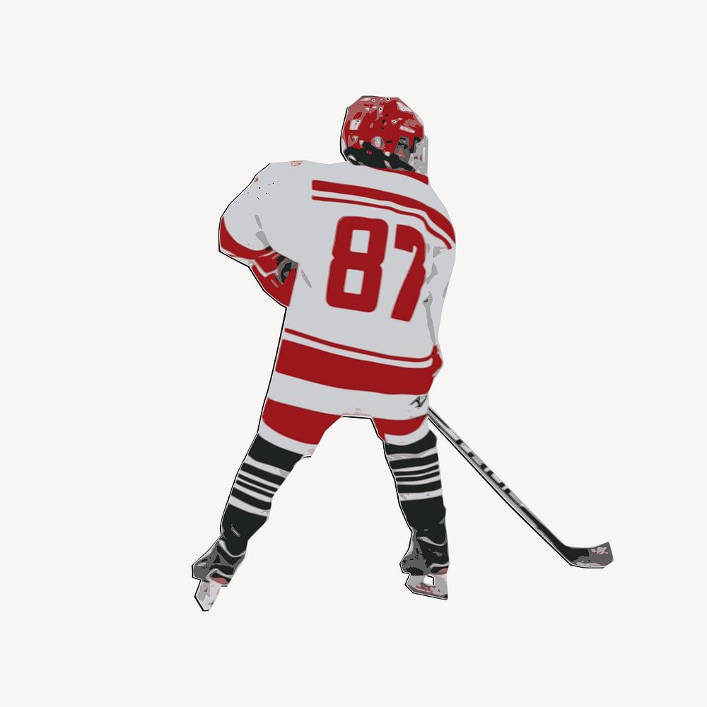 Ice hockey player collage element vector. Free public domain CC0 image.