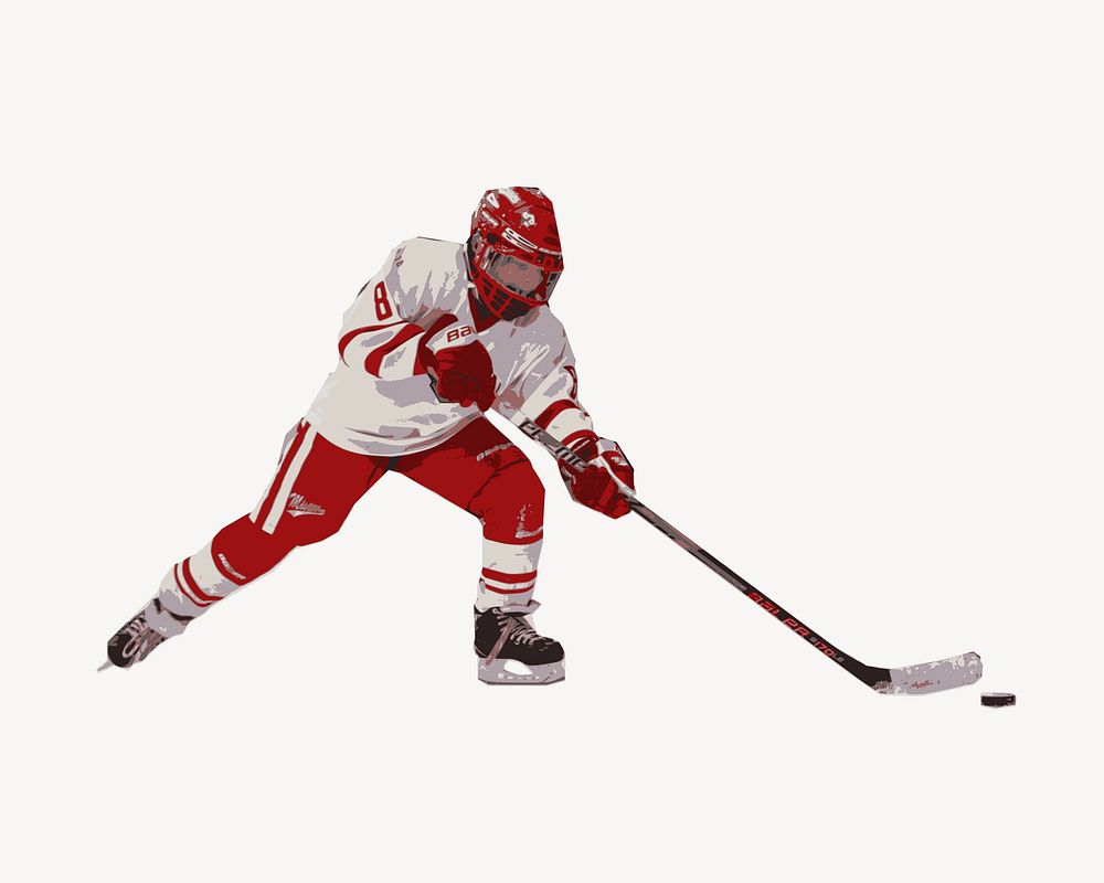 Ice hockey player collage element vector. Free public domain CC0 image.