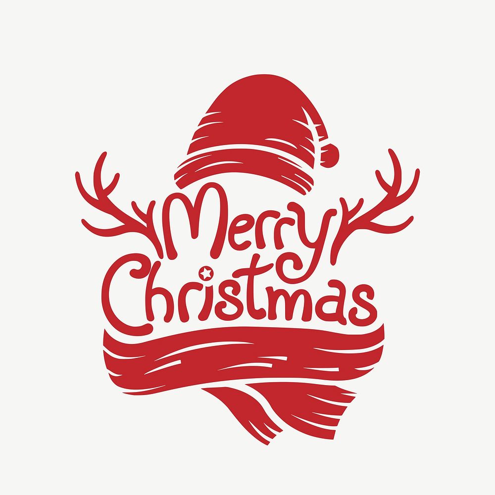 Merry Christmas word collage element psd. Free public domain CC0 image.