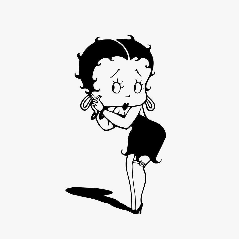 Betty Boop, cartoon character by Max Fleischer, collage element, transparent background. Free public domain CC0 image.