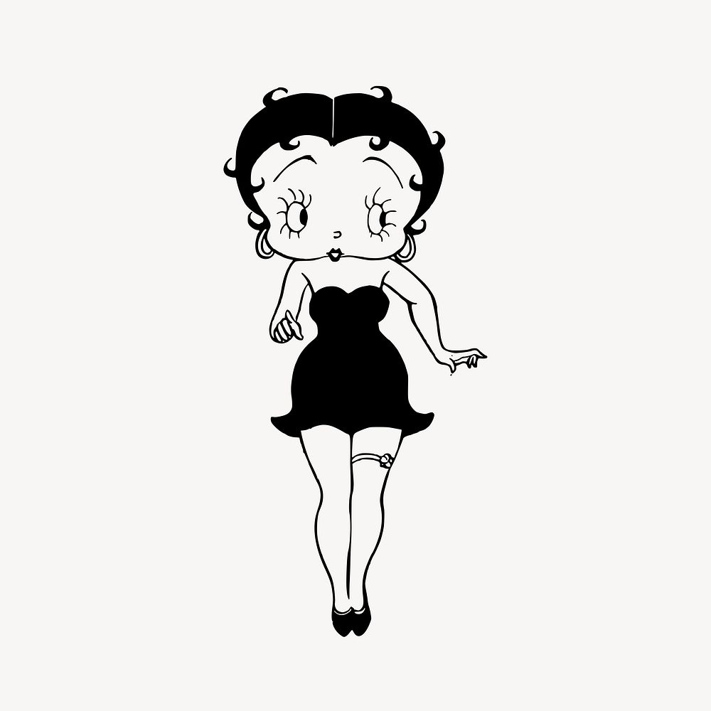 Betty Boop, cartoon character by Max Fleischer, illustration. Free public domain CC0 image.