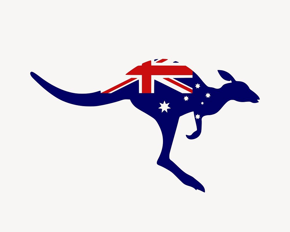 Flag of Australia, Kangaroo collage element vector. Free public domain CC0 image.