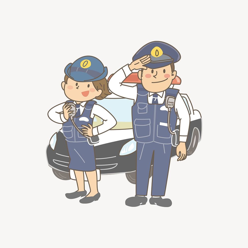 Policemen cartoon collage element vector. Free public domain CC0 image.