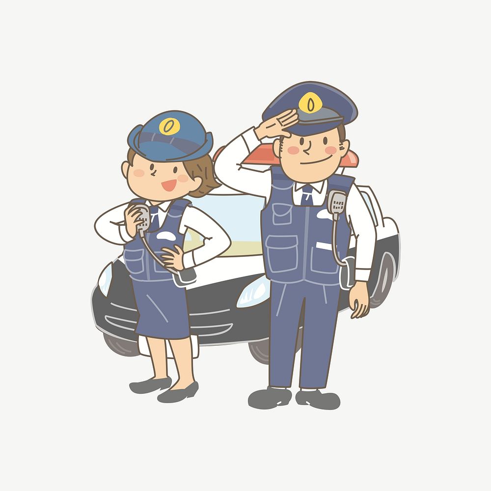 Policemen cartoon design element psd. Free public domain CC0 image.