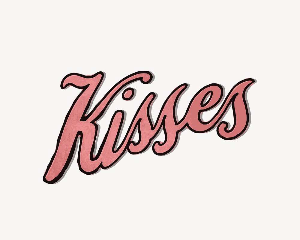 Kissed word doodle   illustration. Free public domain CC0 image.