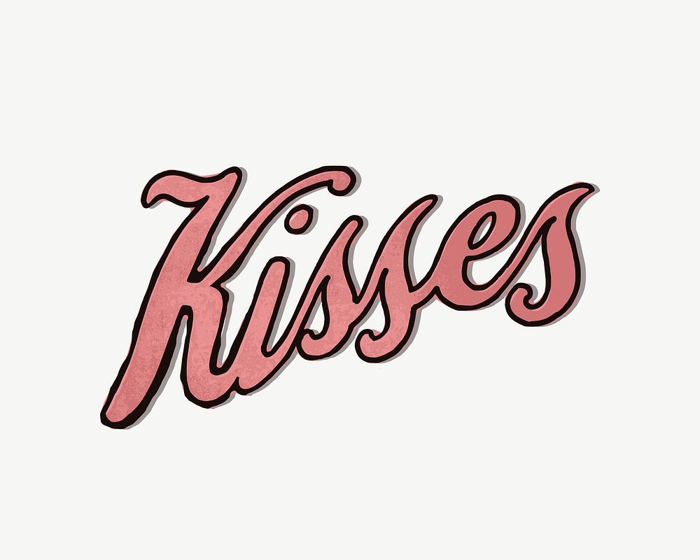 Kissed word doodle design element psd. Free public domain CC0 image.