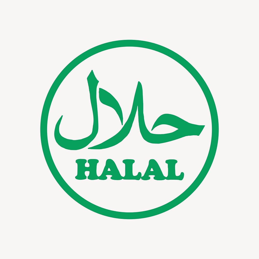 Halal food symbol collage element vector. Free public domain CC0 image.