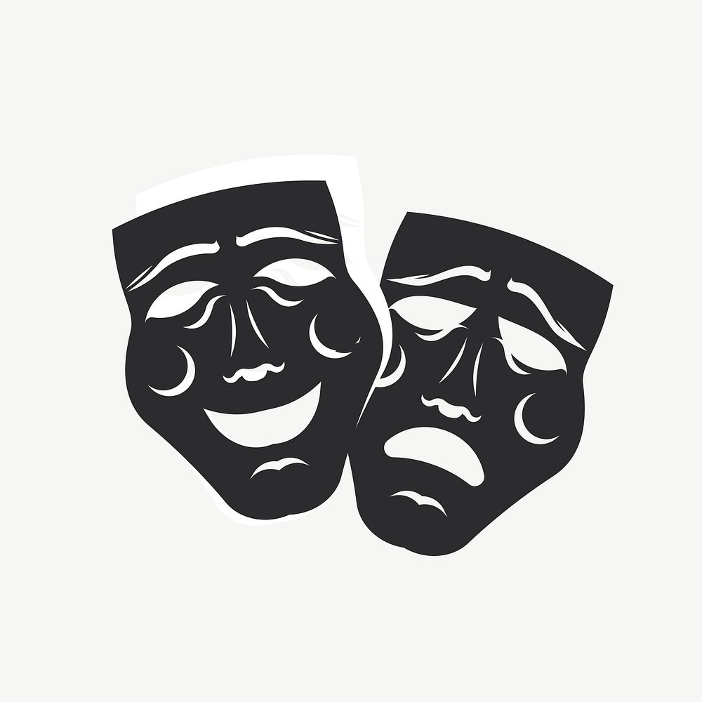 Theater mask silhouette collage element psd. Free public domain CC0 image.