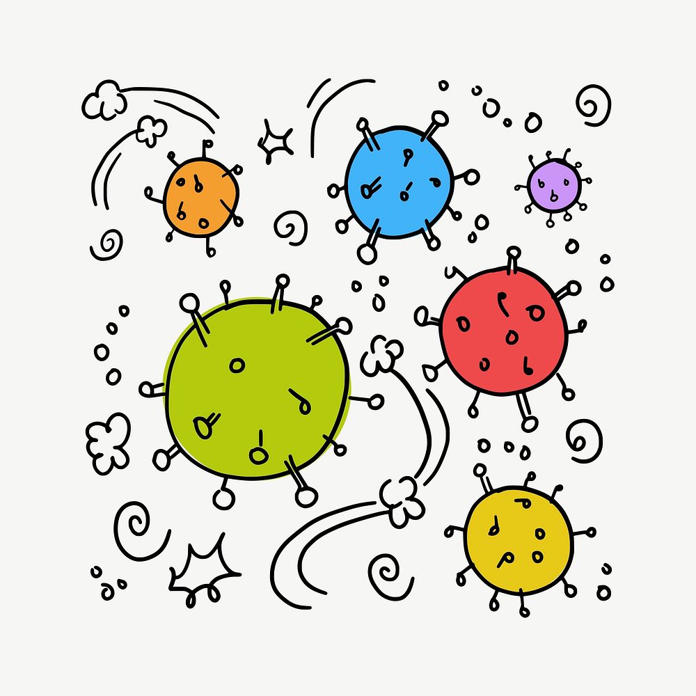 Viruses doodle illustration psd. Free public domain CC0 image.
