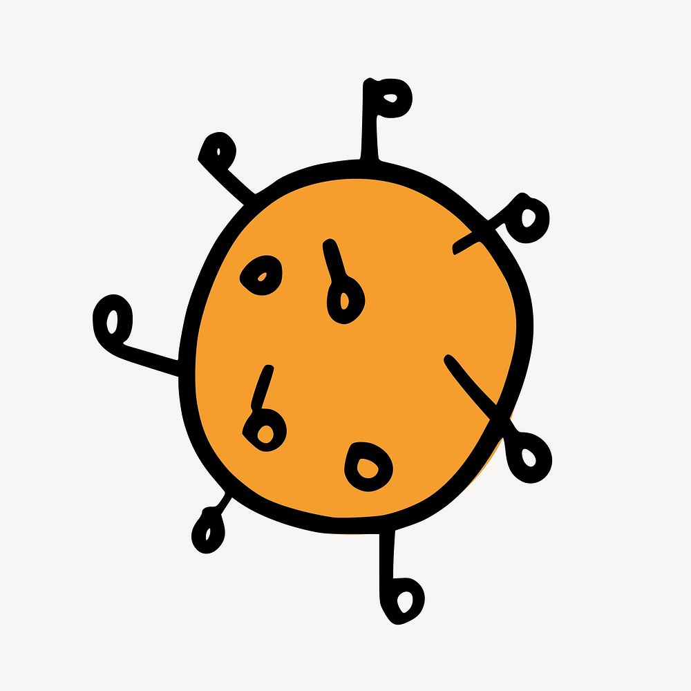 Orange color virus doodle illustration vector. Free public domain CC0 image.