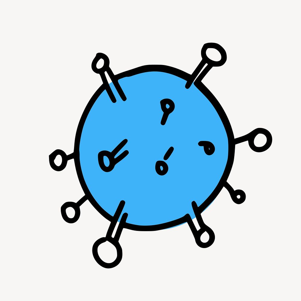Blue color virus doodle illustration vector. Free public domain CC0 image.