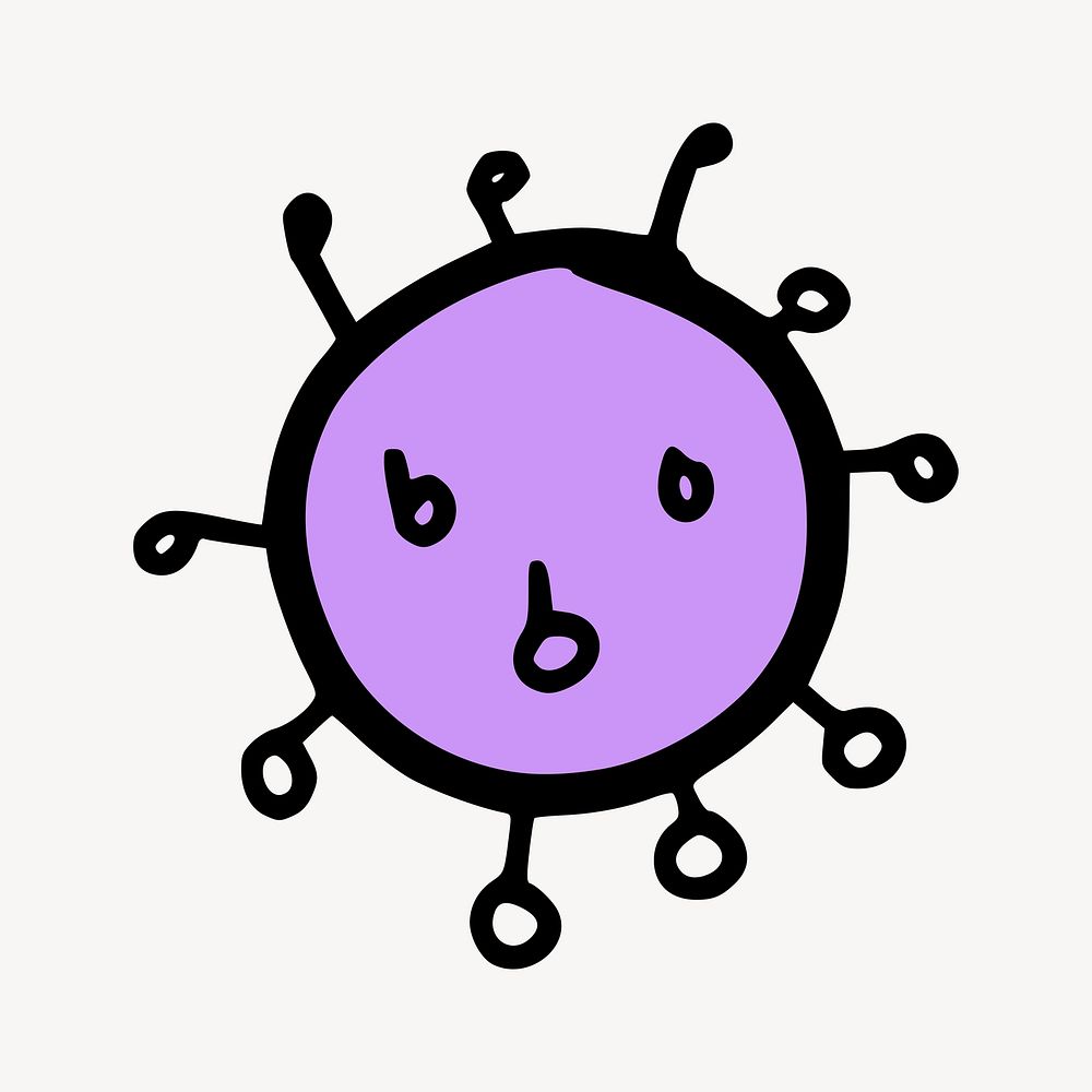 Purple color virus doodle illustration vector. Free public domain CC0 image.