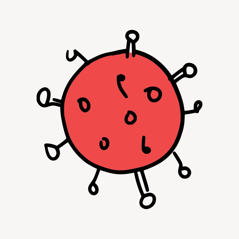 Red color virus cartoon illustration vector. Free public domain CC0 image.