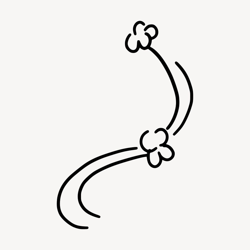 Black flower line art illustration vector. Free public domain CC0 image.