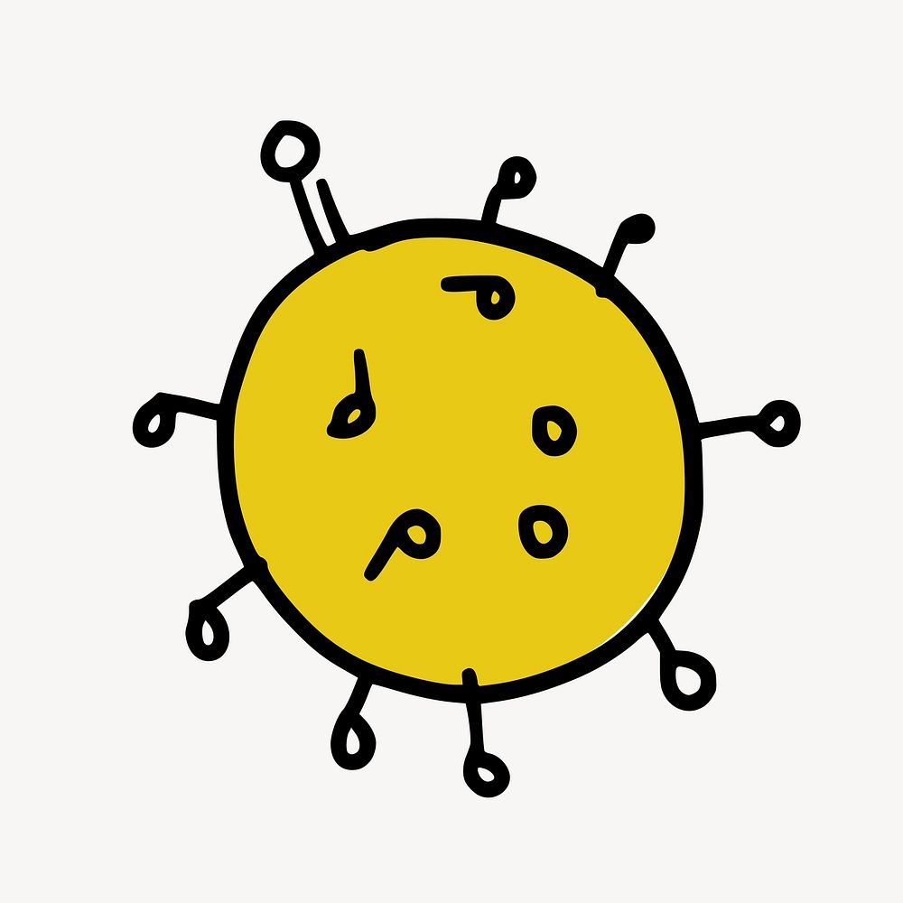 Yellow color virus cartoon illustration vector. Free public domain CC0 image.