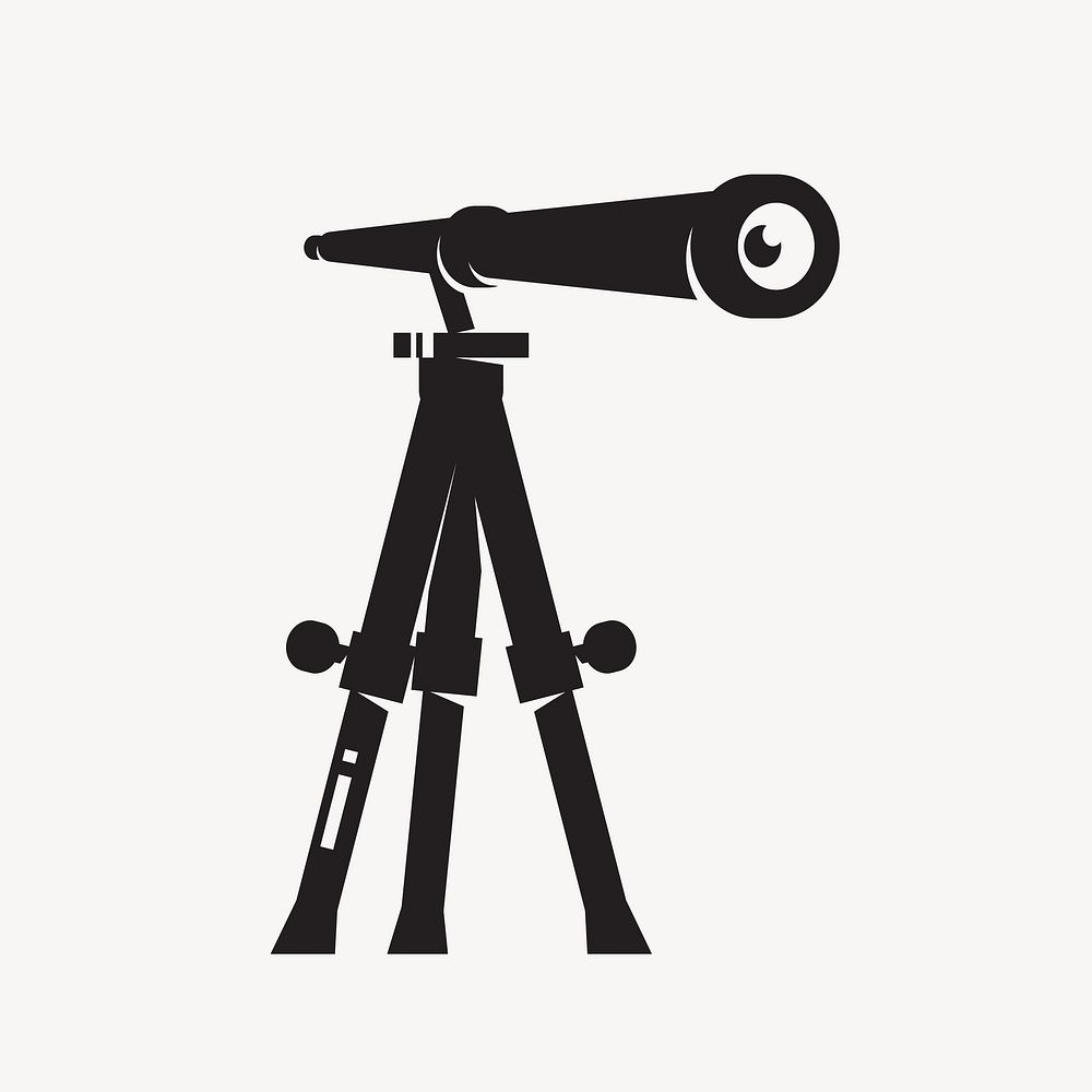 Telescope silhouette collage element vector. Free public domain CC0 image.