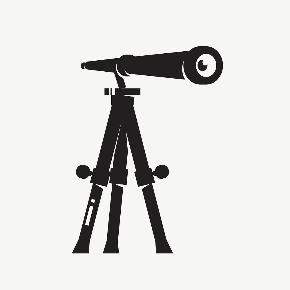 Telescope silhouette design element psd. Free public domain CC0 image.