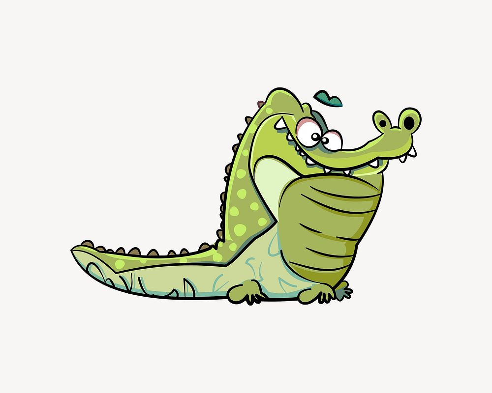 Green alligator cartoon   illustration. Free public domain CC0 image.