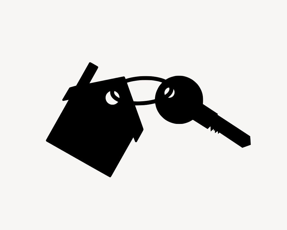 House key silhouette collage element vector. Free public domain CC0 image.