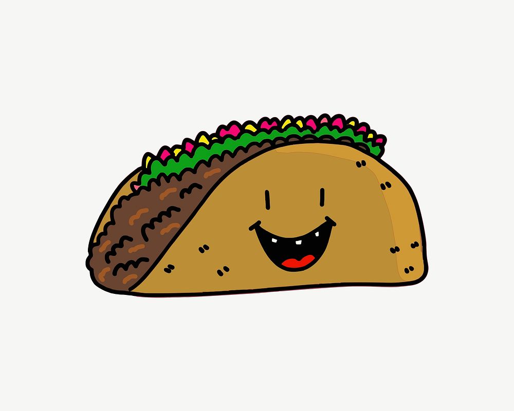 Mexican taco doodle illustration psd. Free public domain CC0 image.