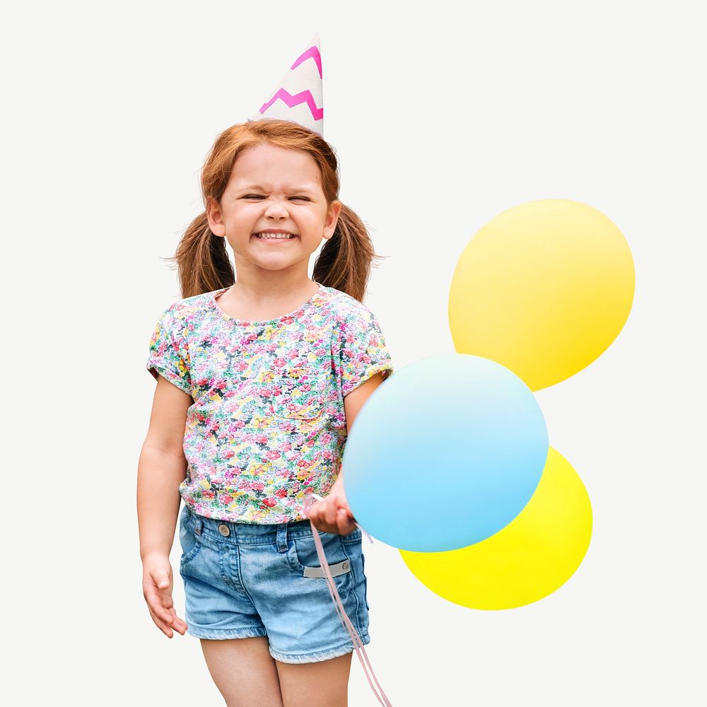Kid enjoying party collage element psd