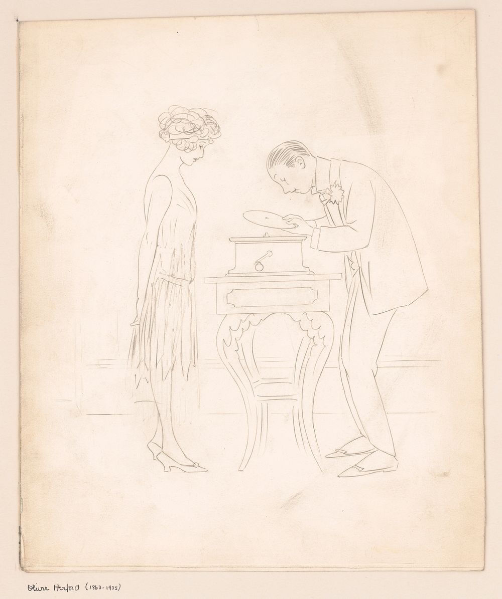 Man, woman, and phonograph (between 1880 and 1935) by Oliver Herford