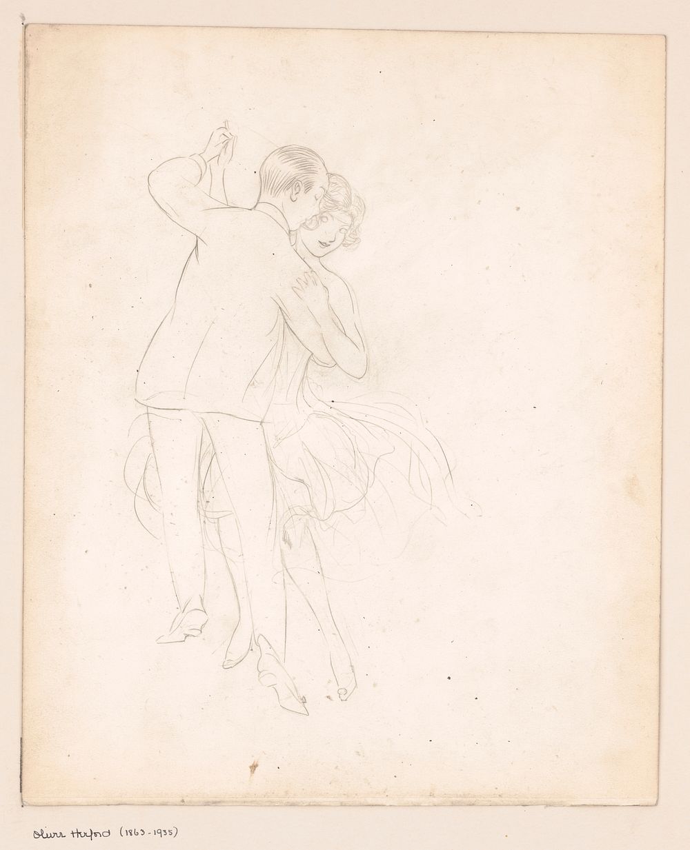 Man and woman dancing close (between 1880 and 1935) by Oliver Herford