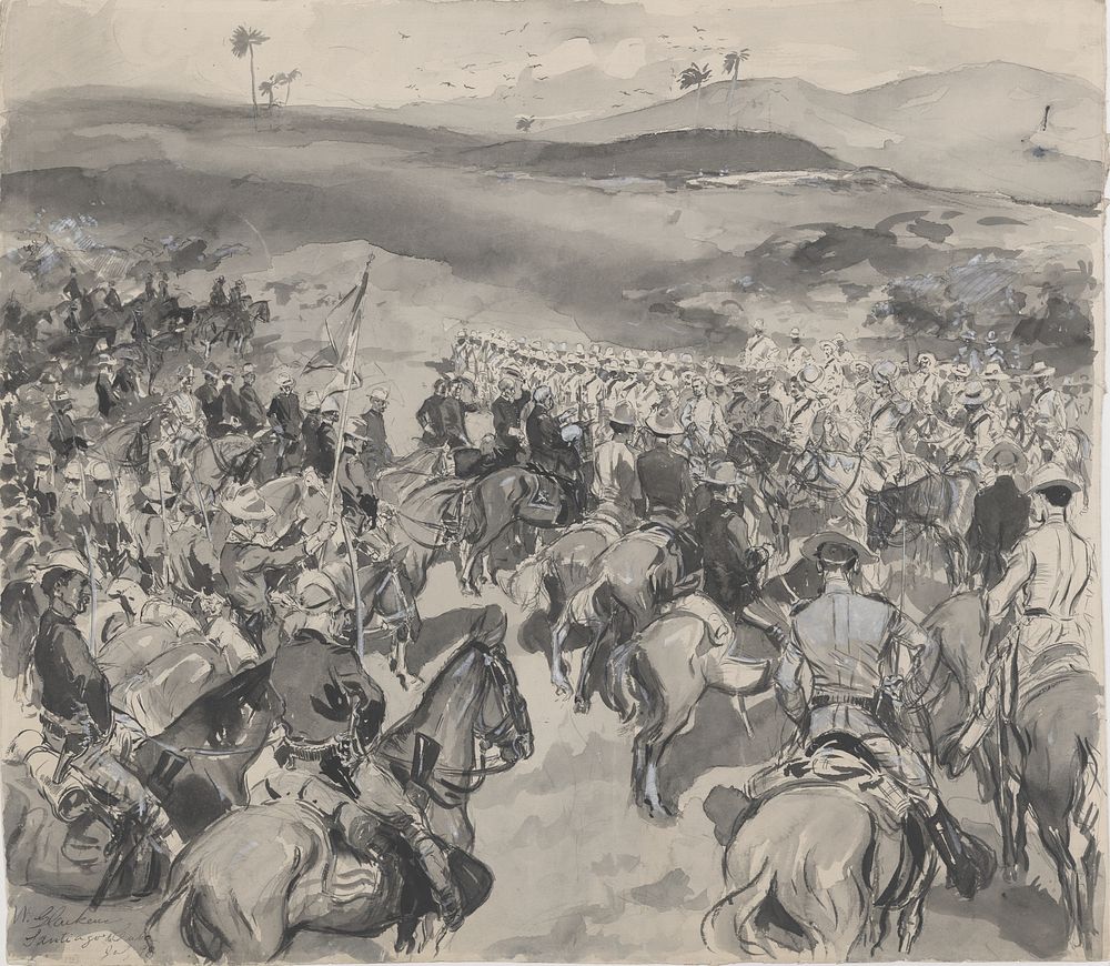 Surrender of the Spanish Forces to General Shafter (1898 July) by William J Glackens